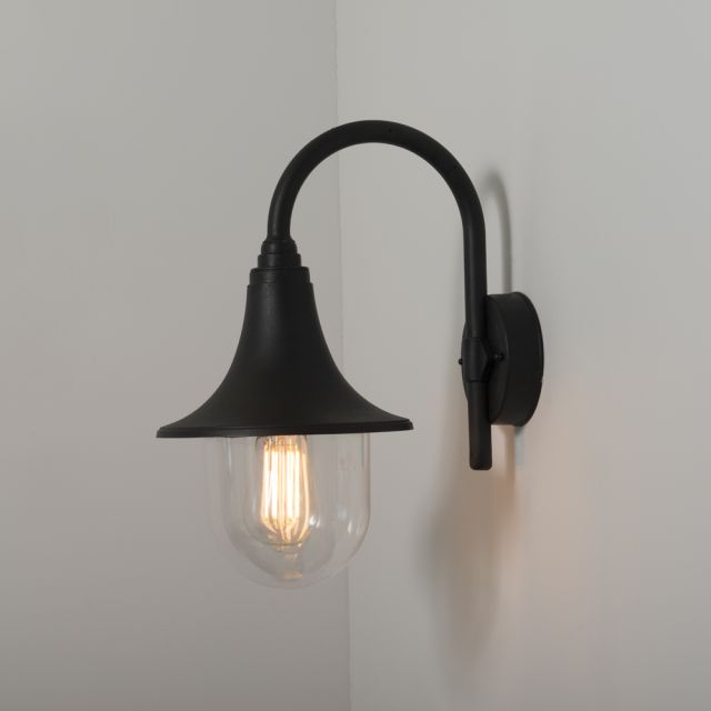 Morros E27 polycarbonate Wall Lantern Black